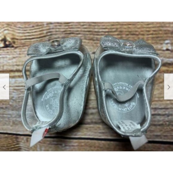 Build A Bear Workshop BABW Princess Heels Silver Clear Glitter Bow & Rhinestone - Picture 7 of 8